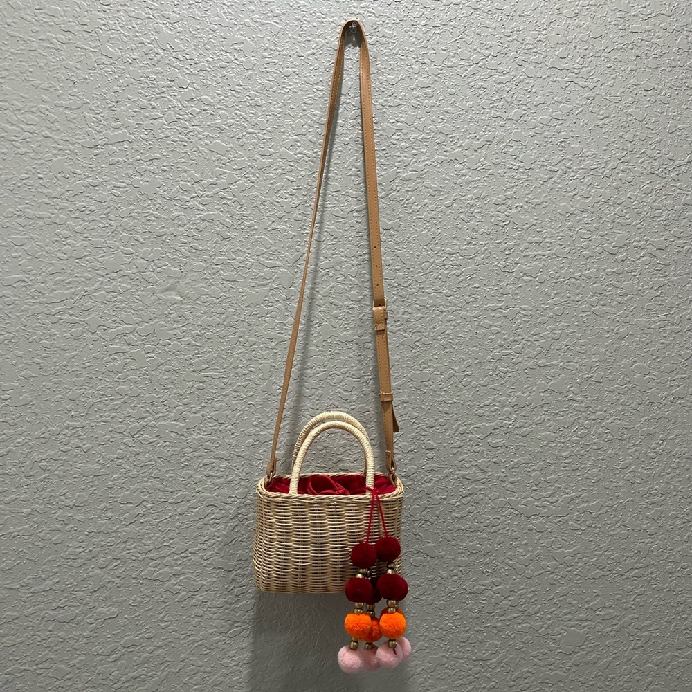 Target Woven Bucket Purse with Red Accents - OS
